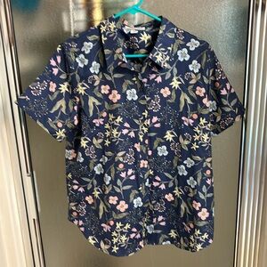 Coldwater Creek Floral 100% Cotton classic button front shirt NWOT